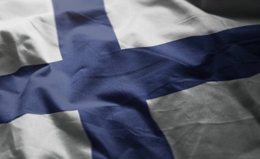 Finlandiya bayrağı yeminler yakın çekim 