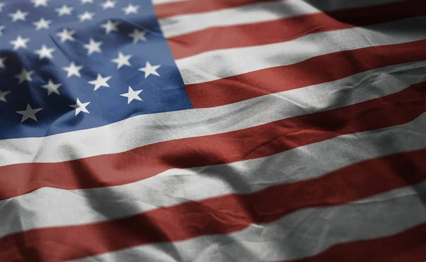 United States America Flag Rumpled Close — Stock Photo, Image