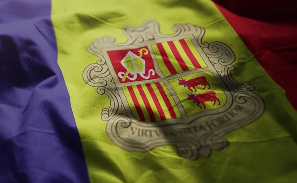 Bandeira Andorra Rumpled Close — Fotografia de Stock