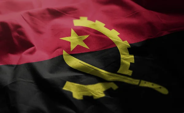 Angola Vlajka Pocuchaný Zblízka — Stock fotografie