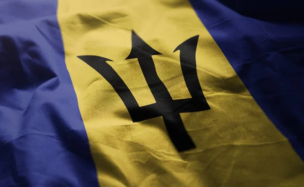 Barbados Zászló Kócos Közelről — Stock Fotó