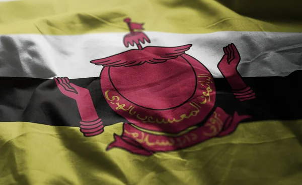 Brunei Flag Rumpled Close — Stock Photo, Image
