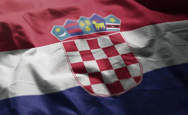 Bandera Croacia Rumpled Close — Foto de Stock