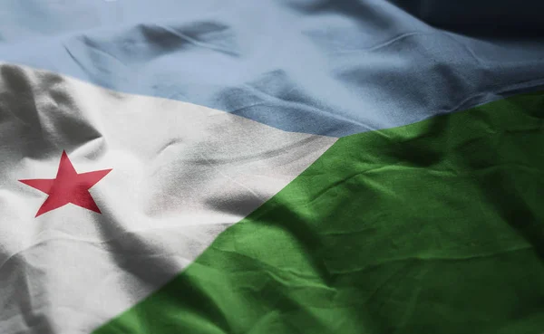 Djiboutis Flagga Skrynklig Närbild — Stockfoto
