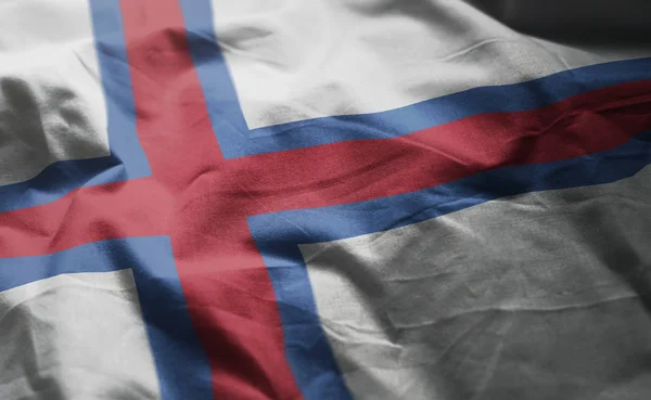 Vlajka Faerských Ostrovů Pocuchaný Zblízka — Stock fotografie