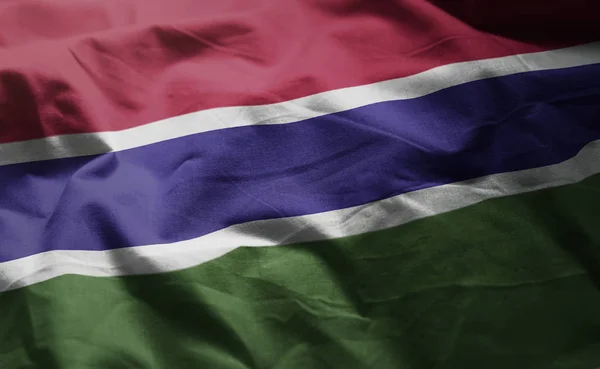 Gambia Flag Rumpled Close — Stock Photo, Image