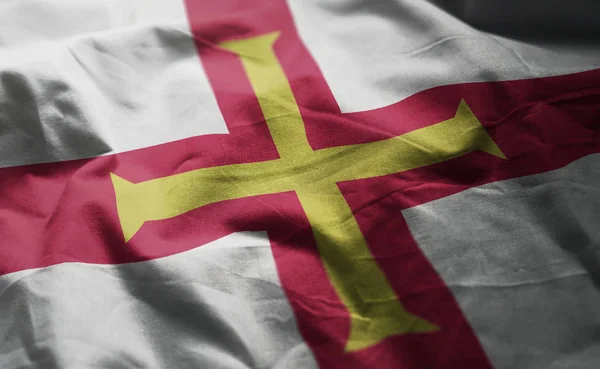 Vlajka Guernsey Pocuchaný Zblízka — Stock fotografie