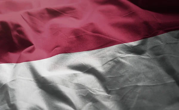 Vlajka Indonésie Pocuchaný Zblízka — Stock fotografie