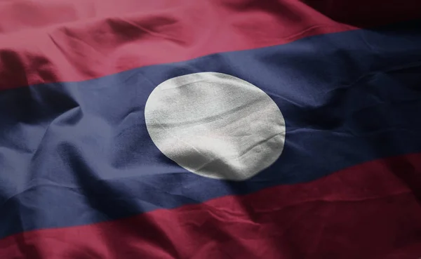 Vlag Van Laos Verkreukelde Close — Stockfoto