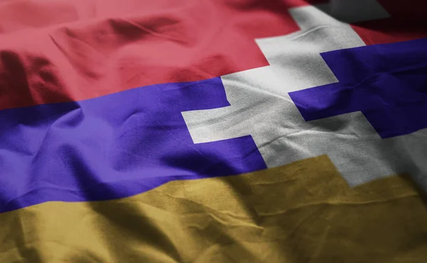 Nagorno Karabakh Republic Flag Rumpled Close — Stock Photo, Image