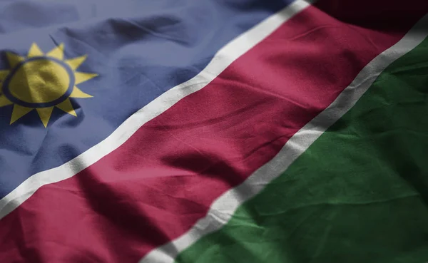 Vlag Van Namibië Verkreukelde Close — Stockfoto