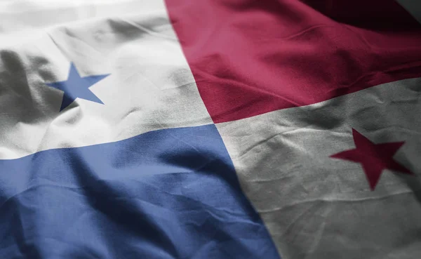 Panama Vlag Verkreukelde Close — Stockfoto
