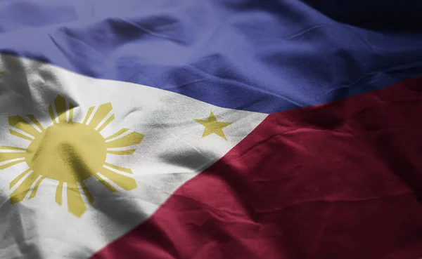 Bandeira Das Filipinas Rumpled Close — Fotografia de Stock