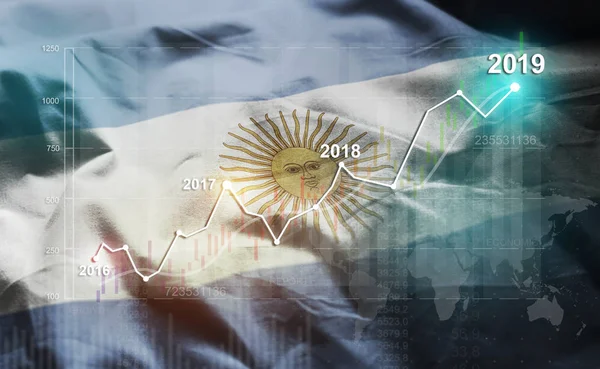 Statistiques Croissantes Financière 2019 Contre Argentine Drapeau — Photo