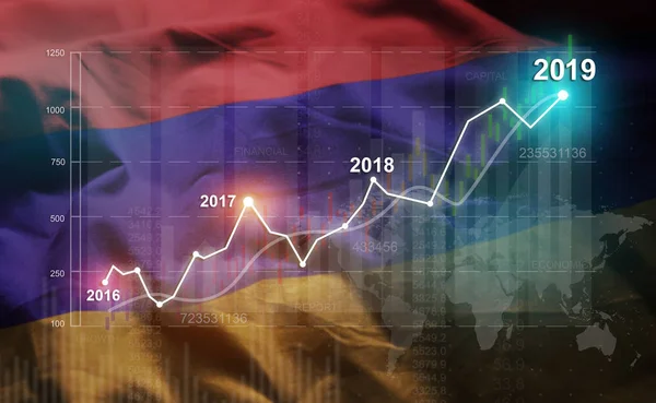 Growing Statistic Financial 2019 Armenia Flag — Stock Photo, Image