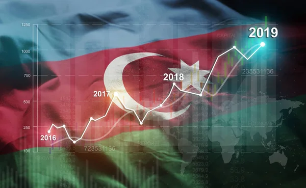 Wachstumsstatistik Für 2019 Gegen Azerbaidschanische Flagge — Stockfoto