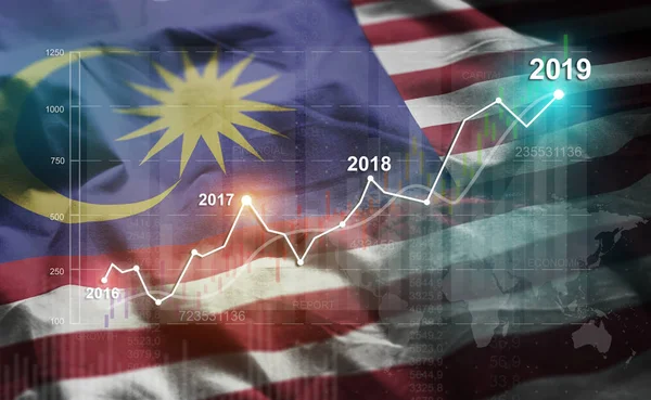 Growing Statistic Financial 2019 Malaysia Flag — Stock Photo, Image