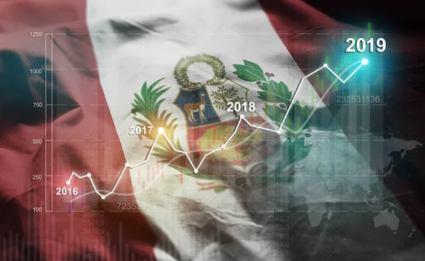Statistiques Croissantes Financière 2019 Contre Pérou Drapeau — Photo