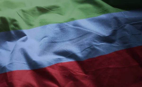 Vlag Van Republiek Dagestan Verkreukelde Close — Stockfoto