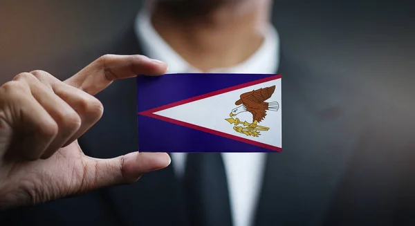 Tarjeta Empresario Bandera Samoa Americana — Foto de Stock