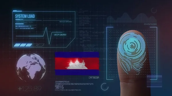 Sistema de identificación de escaneo biométrico de impresión de dedo. Camboya —  Fotos de Stock