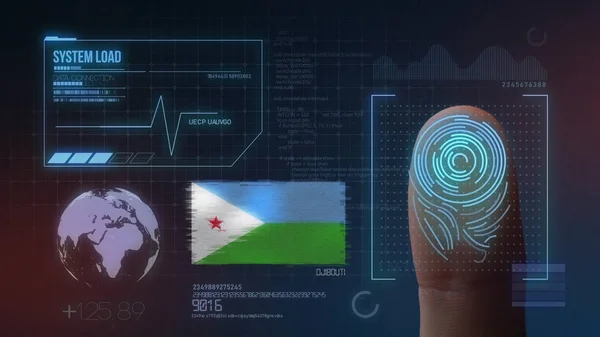 Identificatiesysteem voor biometrische scans met vingerafdrukken. Djiboutiaanse — Stockfoto