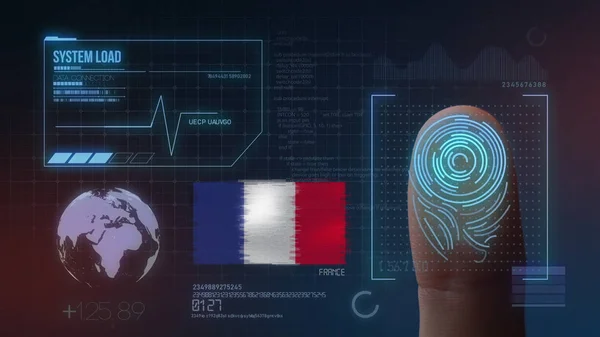 Identificatiesysteem voor biometrische scans met vingerafdrukken. France na — Stockfoto