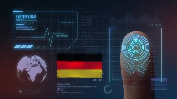 Sistema de identificación de escaneo biométrico de impresión de dedo. Alemania N —  Fotos de Stock