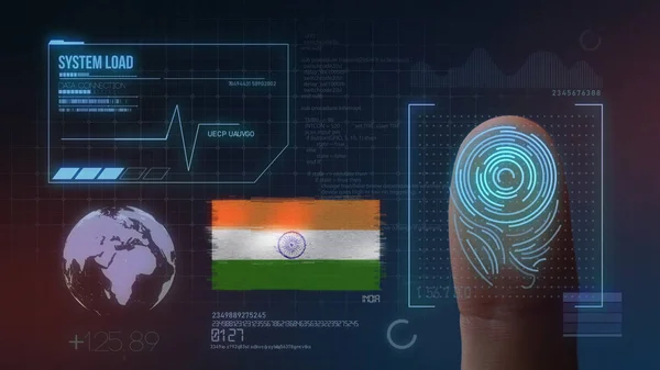 Sistema de identificación de escaneo biométrico de impresión de dedo. India Nat —  Fotos de Stock