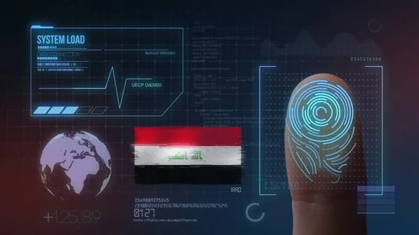 Sistema de identificación de escaneo biométrico de impresión de dedo. Iraq Nati —  Fotos de Stock