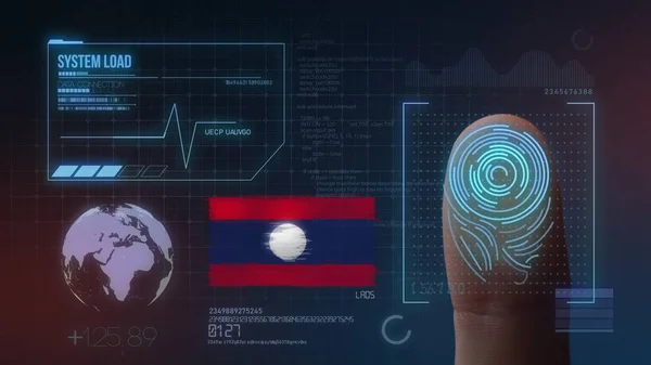 Sistema de identificación de escaneo biométrico de impresión de dedo. Laos Nati —  Fotos de Stock