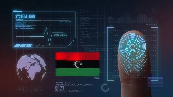 Ujj nyomtatvány biometria fürkésző azonosítás rendszer. Libia — Stock Fotó