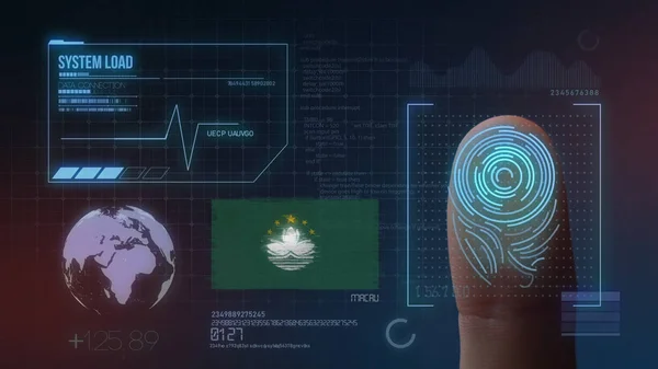 Sistema de identificación de escaneo biométrico de impresión de dedo. Macao Nat —  Fotos de Stock