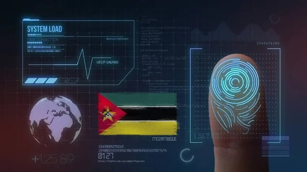 Ujj nyomtatvány biometria fürkésző azonosítás rendszer. A mozambiqu — Stock Fotó