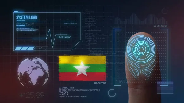 Sistema de identificación de escaneo biométrico de impresión de dedo. Myanmar N —  Fotos de Stock