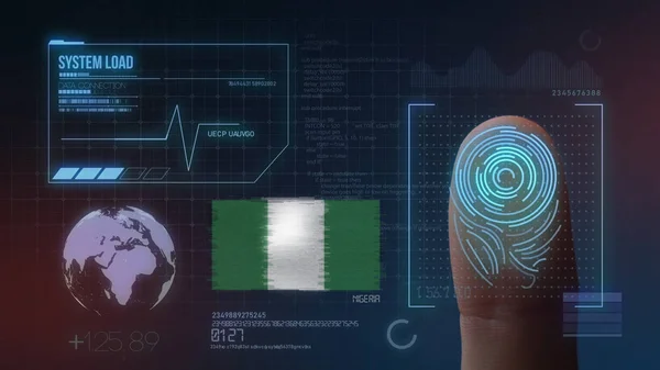 Ujj nyomtatvány biometria fürkésző azonosítás rendszer. Nagy-nigériai — Stock Fotó
