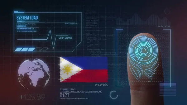 Sistema de identificación de escaneo biométrico de impresión de dedo. Filipina —  Fotos de Stock