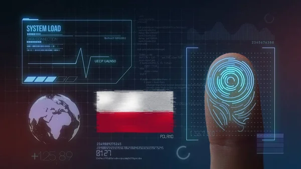 Identificatiesysteem voor biometrische scans met vingerafdrukken. Poland na — Stockfoto