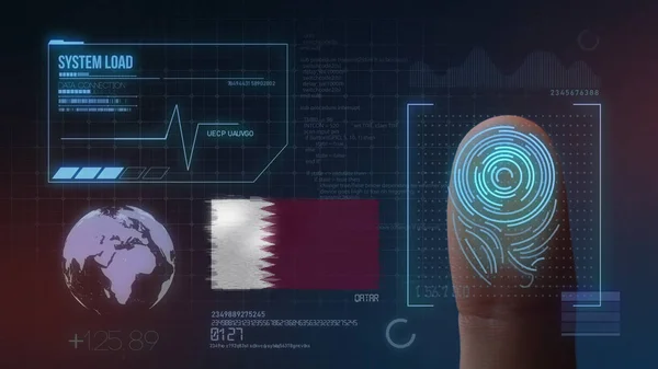 Sistema de identificación de escaneo biométrico de impresión de dedo. Qatar Nat —  Fotos de Stock