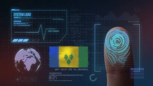 Sistema de identificación de escaneo biométrico de impresión de dedo. Saint Vin —  Fotos de Stock