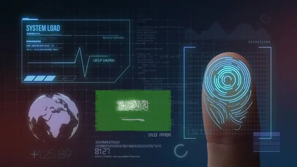 Sistema de identificación de escaneo biométrico de impresión de dedo. Arabia Saudita —  Fotos de Stock