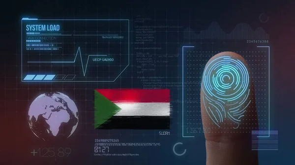 Sistema de identificación de escaneo biométrico de impresión de dedo. Sudán Nat —  Fotos de Stock