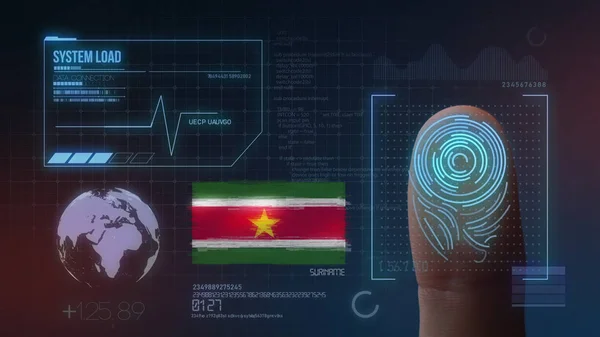 Odcisk palca biometryczny system identyfikacji skanowania. Surinam — Zdjęcie stockowe