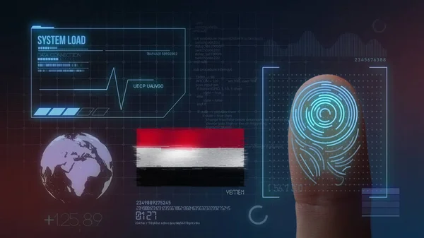 Finger Print Biometric Scanning Identification System. Yemen Nat — Stock Photo, Image