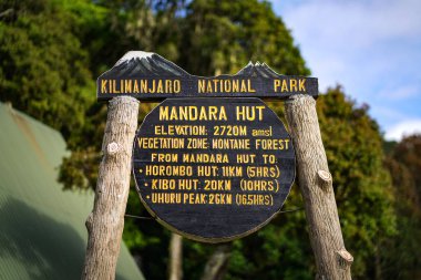 Mandara Kulübeleri İşaret, Kilimanjaro Dağı Ulusal Parkı, Tanzanya