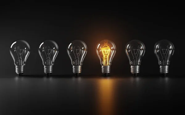 Leader Concept One Glowing Bulb Dark Background — Stock Photo, Image