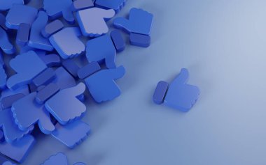 3B Renklendirme Mavi Arkaplanı Başparmak Yukarı Simgesi Gibi Ayırılmış