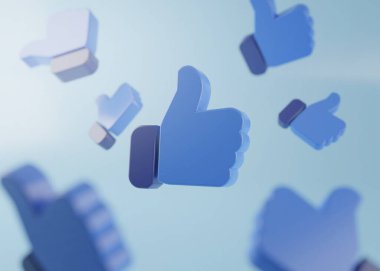 3B Simge Oluşturma gibi Mavi Başparmak Yüzüyor 