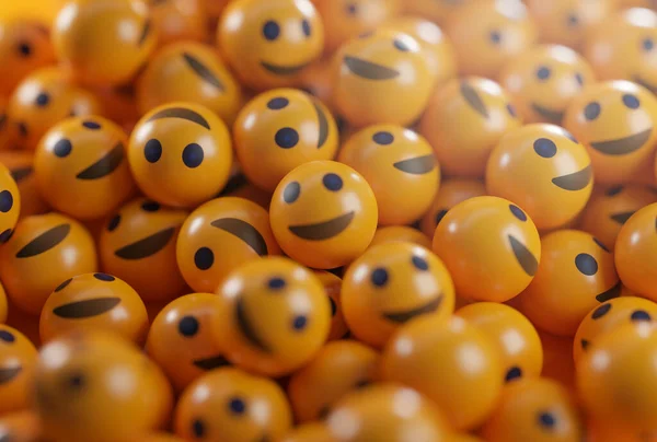 Ett Gäng Smiley Emoticons Sociala Medier Begreppsbakgrund Rendering — Stockfoto