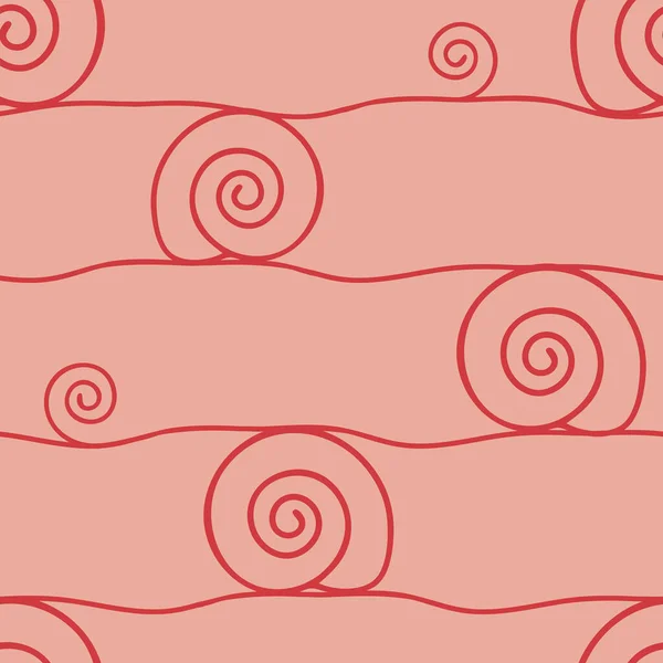 Nahtlose Vektormuster Spirallinie Auf Rosa Hintergrund Einfaches Design Der Schalentapete — Stockvektor